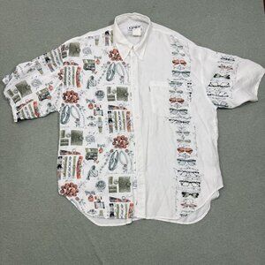 CAFE Vintage Styled in Italy Size 2 (XL) Button Down Shirt All Over 80s US Made